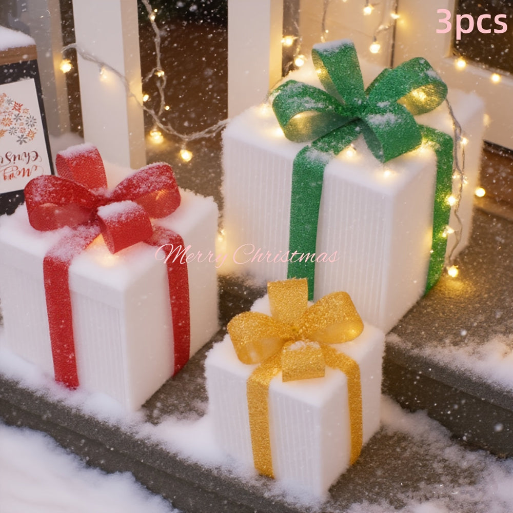 LED Lighted Christmas Gift Box Set Holiday Yard Decoration