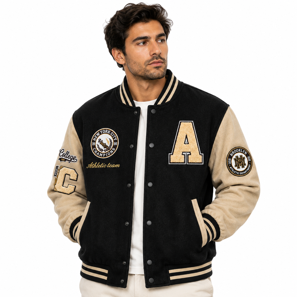 Men's Bomber Jacket with Button Closure & Side Pockets - Long-Sleeve Casual Jacket for Everyday Wear, Commuting & Seasonal Layering