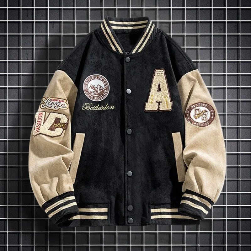 Men's Bomber Jacket with Button Closure & Side Pockets - Long-Sleeve Casual Jacket for Everyday Wear, Commuting & Seasonal Layering
