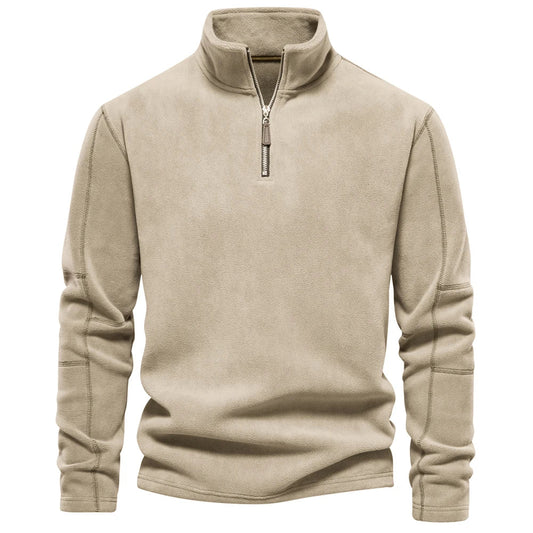 Men's Casual Fleece Quarter-Zip Collar Jacket