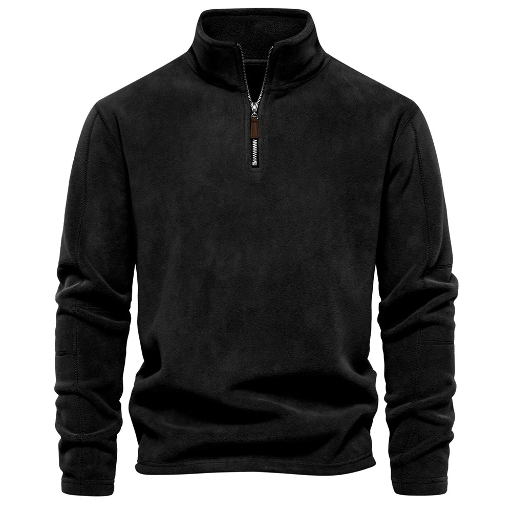 Men's Casual Fleece Quarter-Zip Collar Jacket