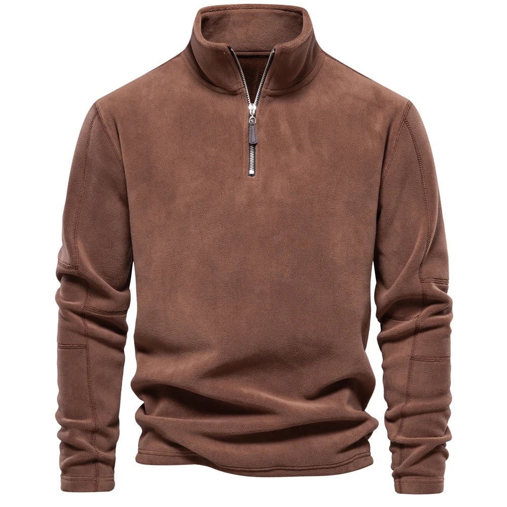 Men's Casual Fleece Quarter-Zip Collar Jacket