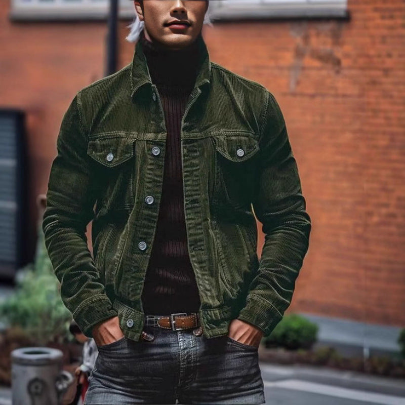 Men's Corduroy Jacket with Practical Pockets and Classic Cut
