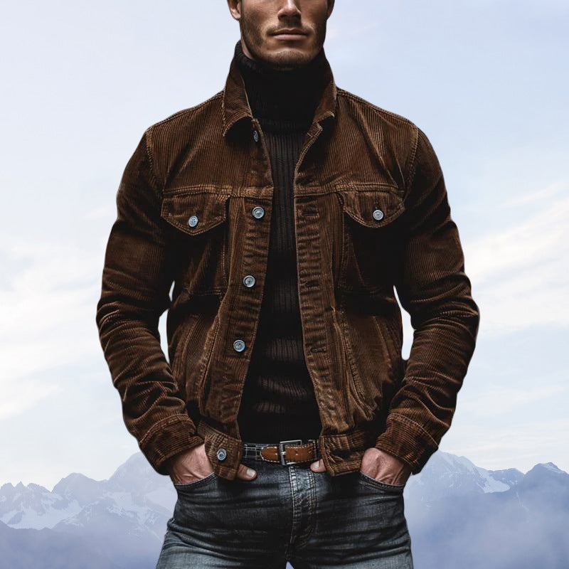 Men's Corduroy Jacket with Practical Pockets and Classic Cut