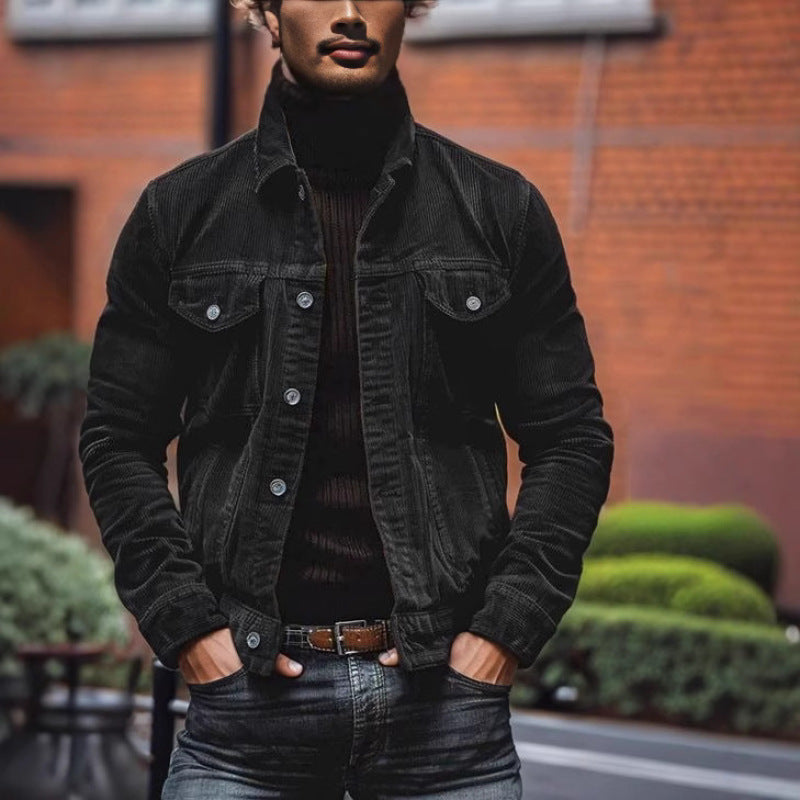 Men's Corduroy Jacket with Practical Pockets and Classic Cut