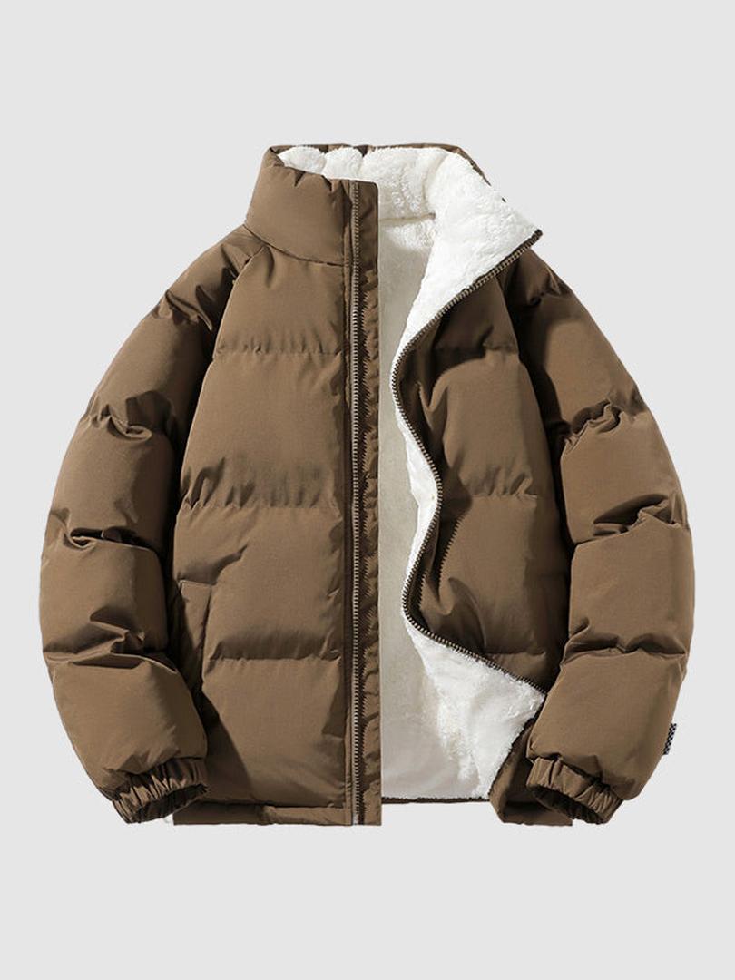 Men's Fleece-Lined Zip-Up Puffer Jacket