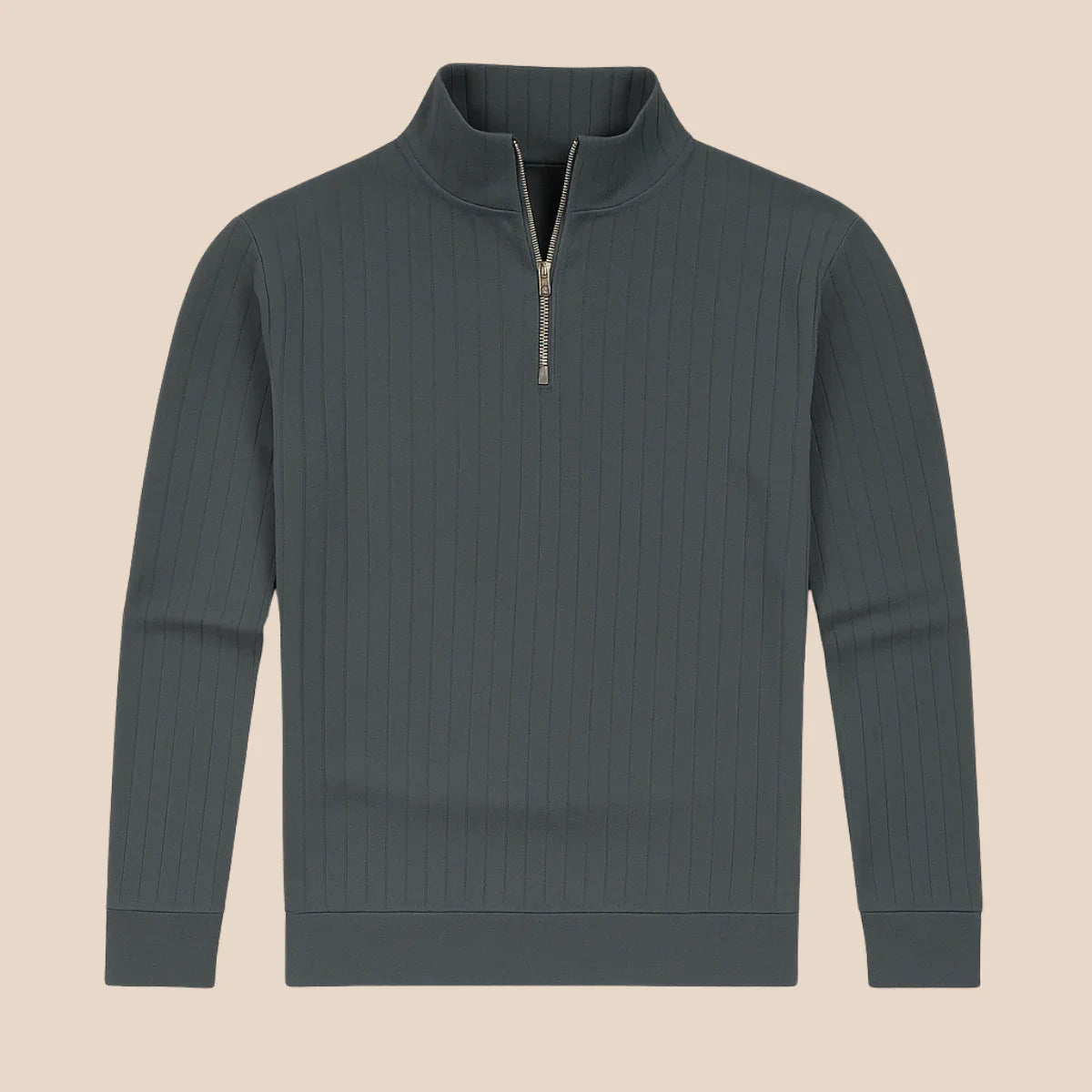 Men's Half-Zip Ribbed Jumper in Modern Knit Blend