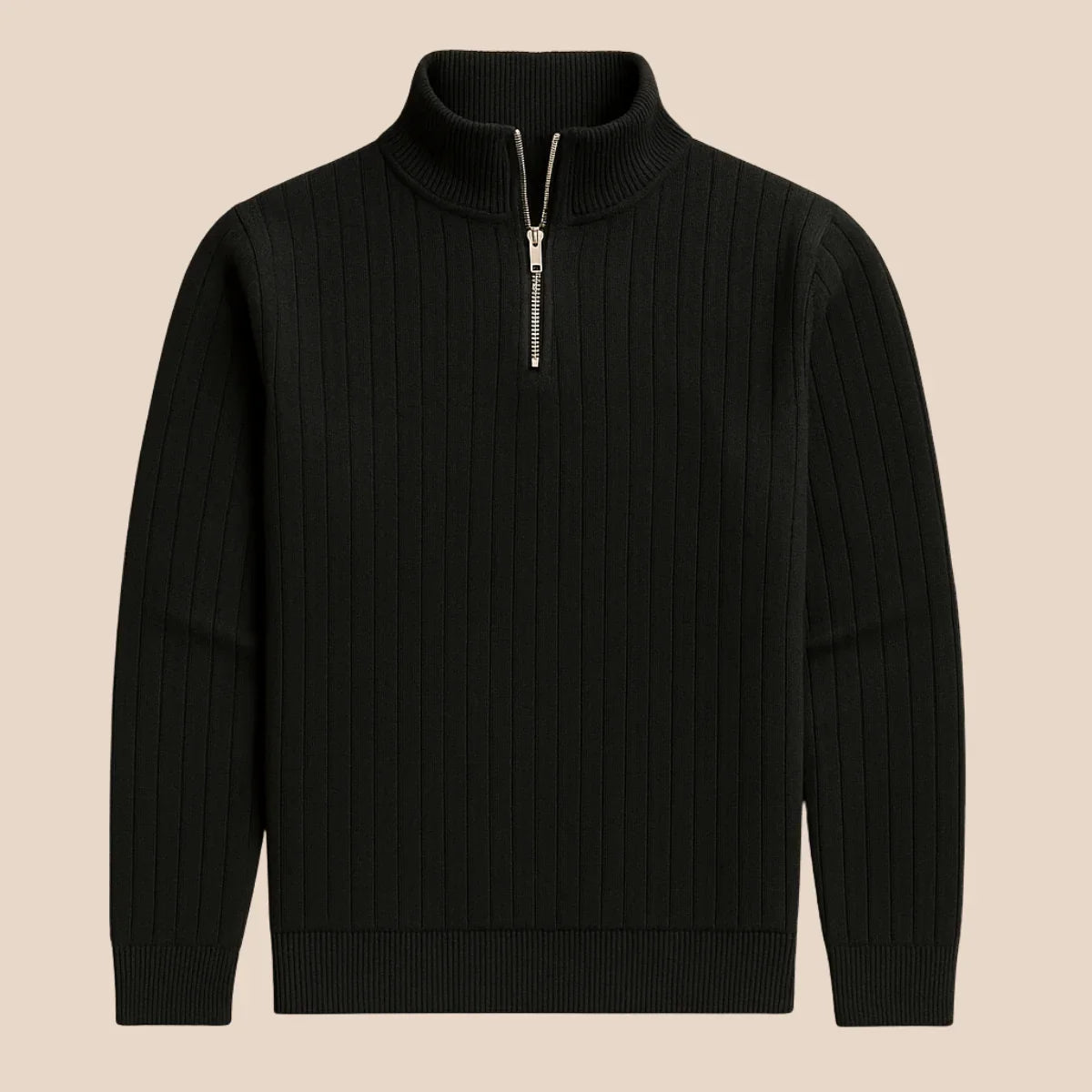 Men's Half-Zip Ribbed Jumper in Modern Knit Blend