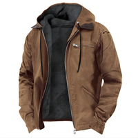 Men's Long Hooded PU Jacket with Cotton Lining for Winter and Everyday Wear