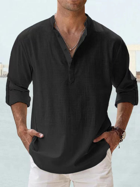 Men's Long-Sleeve Casual Button-Down Shirt