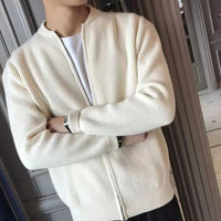 Men's Long-Sleeve Ribbed Zip-Up Cardigan