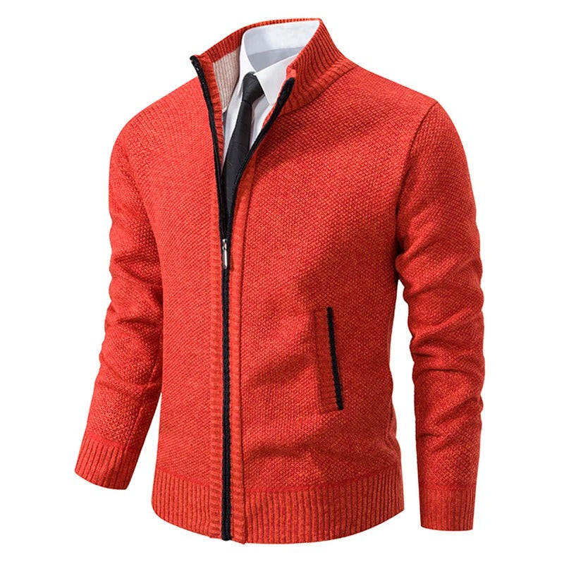Men's Merino Wool Full-Zip Mock Neck Sweater