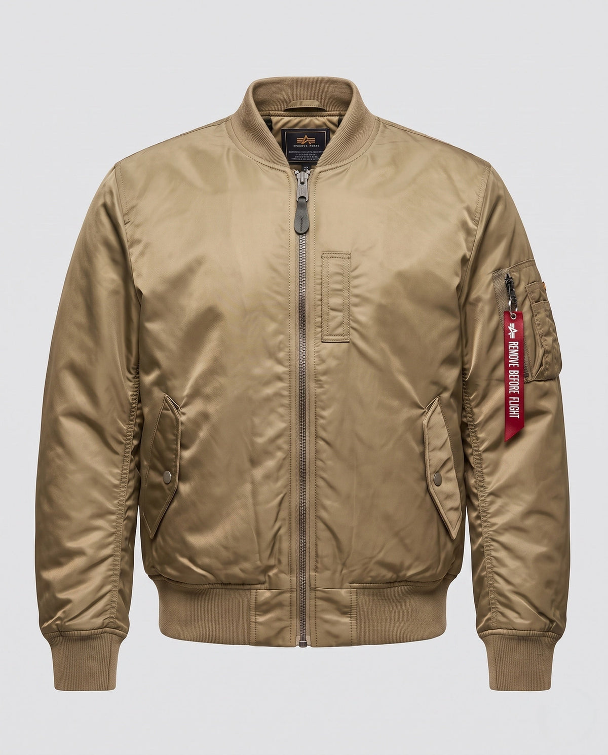 Men's Pilot-Style Bomber Jacket with Water-Repellent Nylon Shell and Sleeve Pocket Detail
