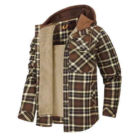 Men's Plaid Hooded Shirt Jacket