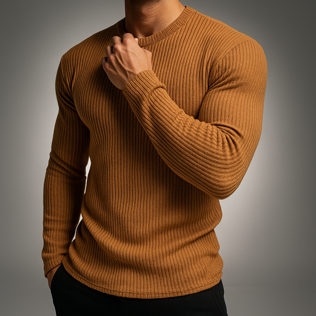 Men's Ribbed Long Sleeve Pullover Sweater