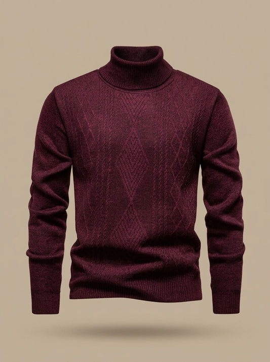 Men's Slim-Fit Cable-Knit Turtleneck Sweater