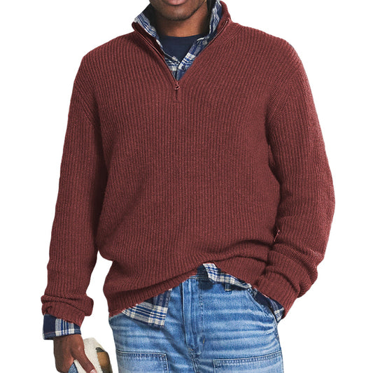 Men's Slim Fit Cashmere Quarter-Zip Business Sweater