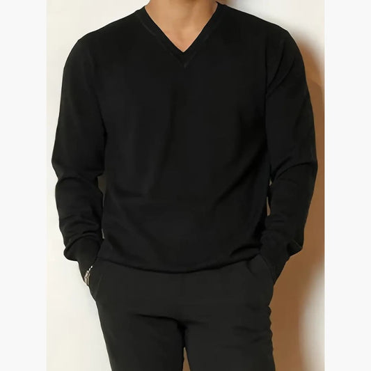 Men's Stylish Long-Sleeved V-Neck Sweater