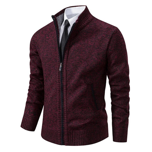 Men's Warm Fleece Cardigan with Zip Closure