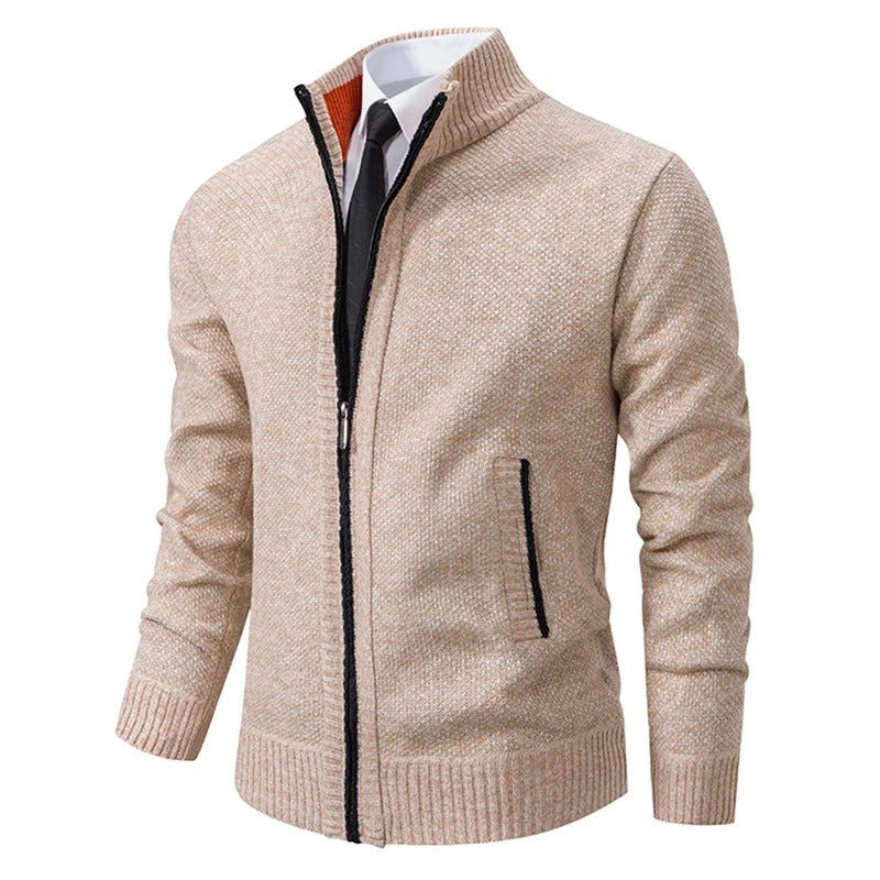 Men's Warm Fleece Cardigan with Zip Closure