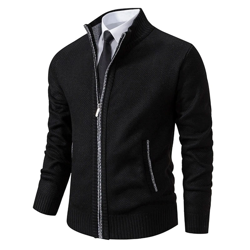 Men's Warm Fleece Cardigan with Zip Closure