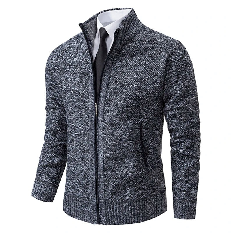 Men's Warm Fleece Cardigan with Zip Closure