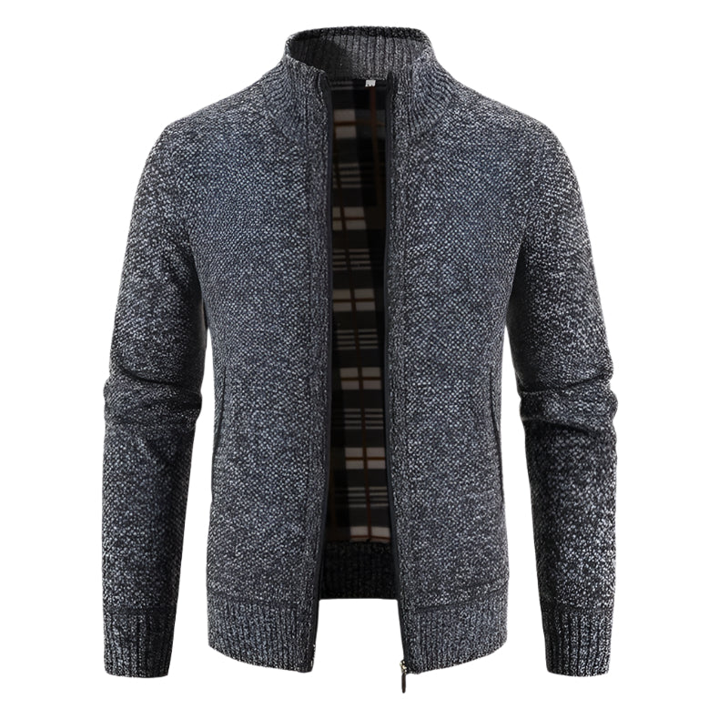 Men's Warm Fleece Cardigan with Zip Closure