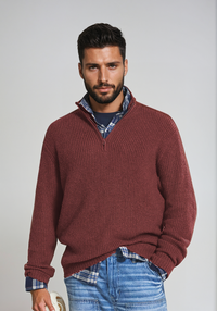 Men's Warm Long Half-Zip Sweater
