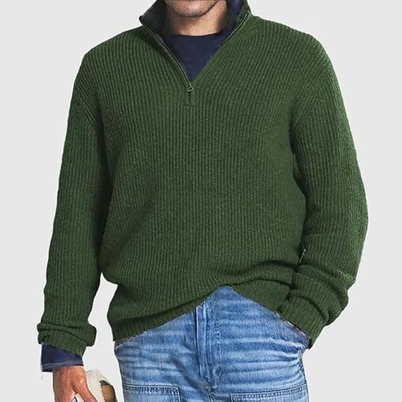 Men's Warm Long Half-Zip Sweater