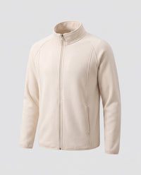 Men's Windproof Fleece Jacket with Stand-Up Collar