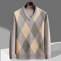 Men's Argyle V-Neck Sweater