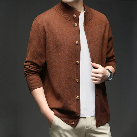 Image of Men's Button-Down Ribbed Knit Sweater
