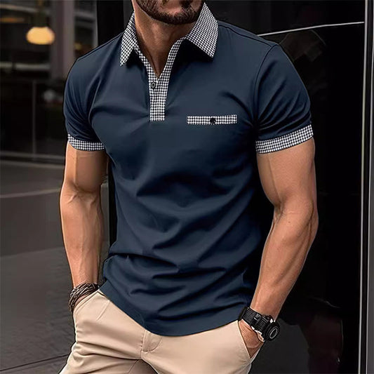 Image of Men's Houndstooth Trim Polo Shirt