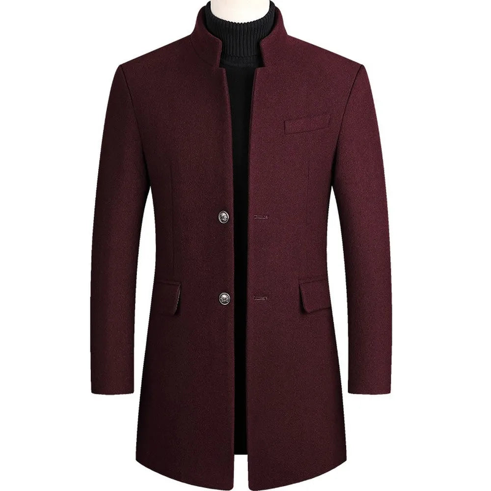 Image of Men's Mandarin Collar Overcoat