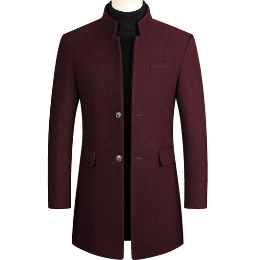 Image of Men's Mandarin Collar Overcoat