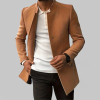 Men's Stand Collar Mid-Length Coat