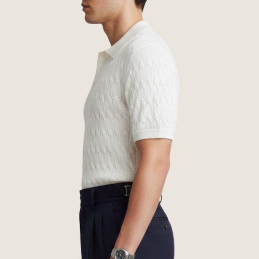 Image of Men's Textured Knit Polo Shirt