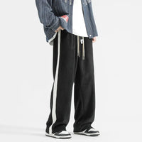 Men's Wide Leg Side Stripe Drawstring Pants
