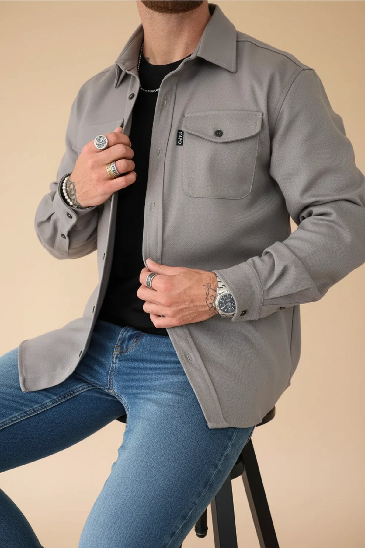 Men's Button-Down Collared Jacket