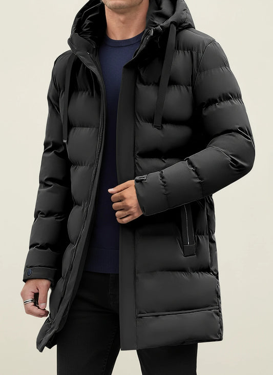 Men's Hooded Long Puffer Winter Jacket