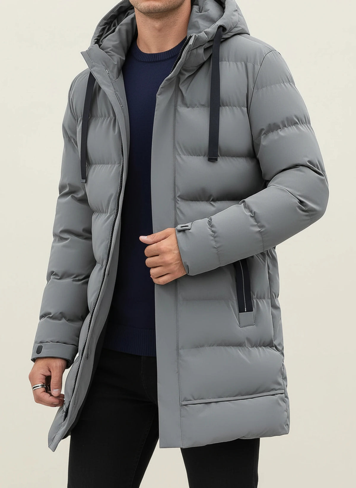 Men's Hooded Long Puffer Winter Jacket
