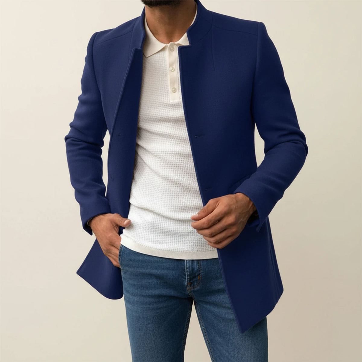 Men's Slim Fit Mandarin Collar Jacket