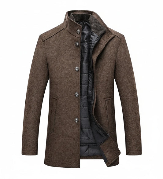 Men's Stand Collar Short Overcoat