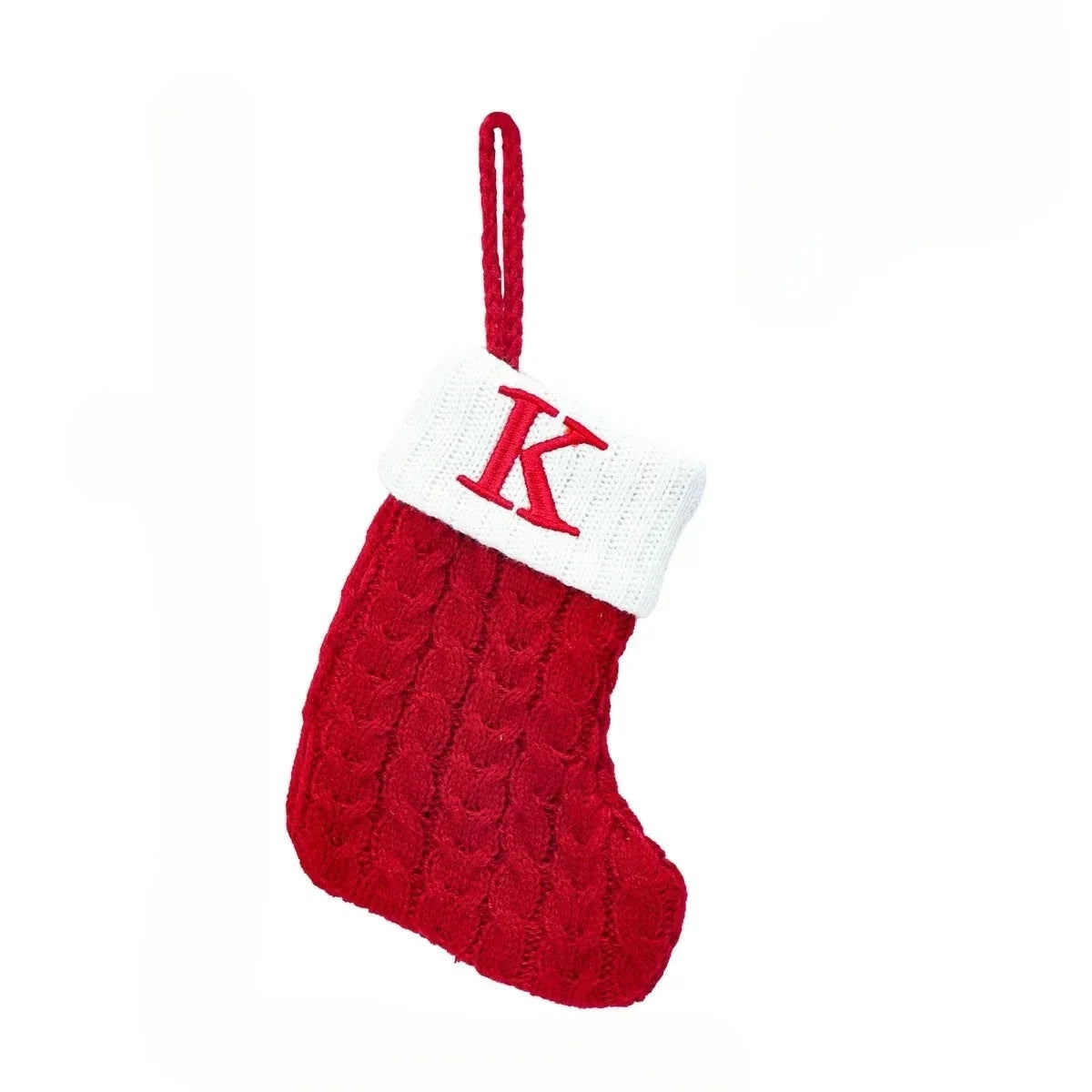 Mini Cable Knit Christmas Stocking with Embroidered Initial