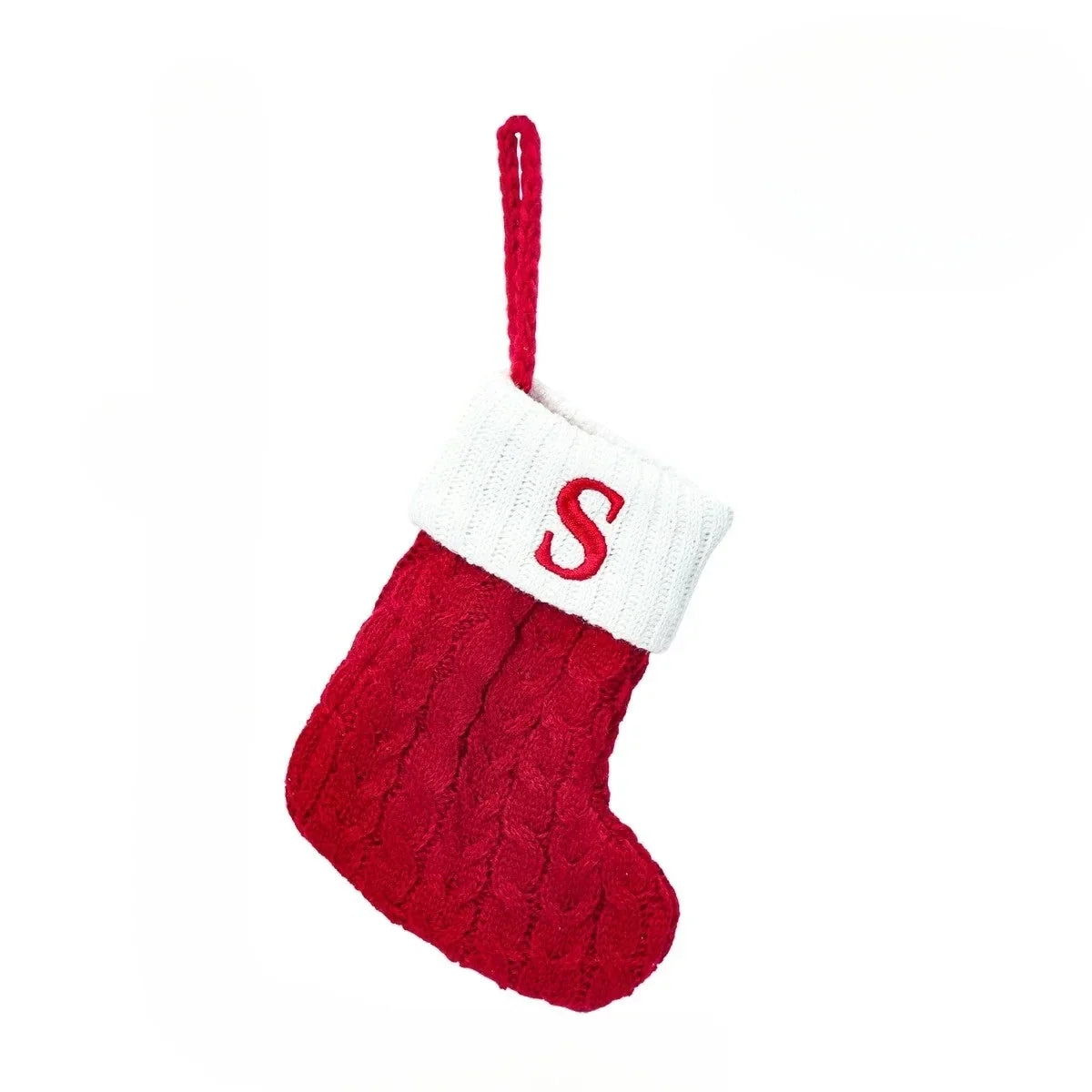 Mini Cable Knit Christmas Stocking with Embroidered Initial