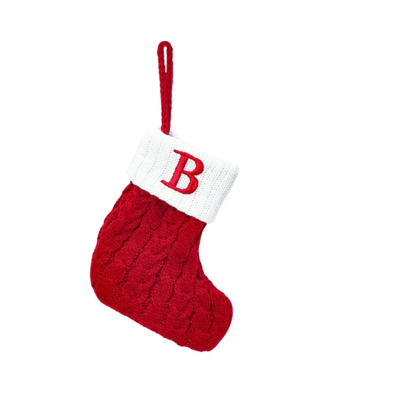 Mini Cable Knit Christmas Stocking with Embroidered Initial