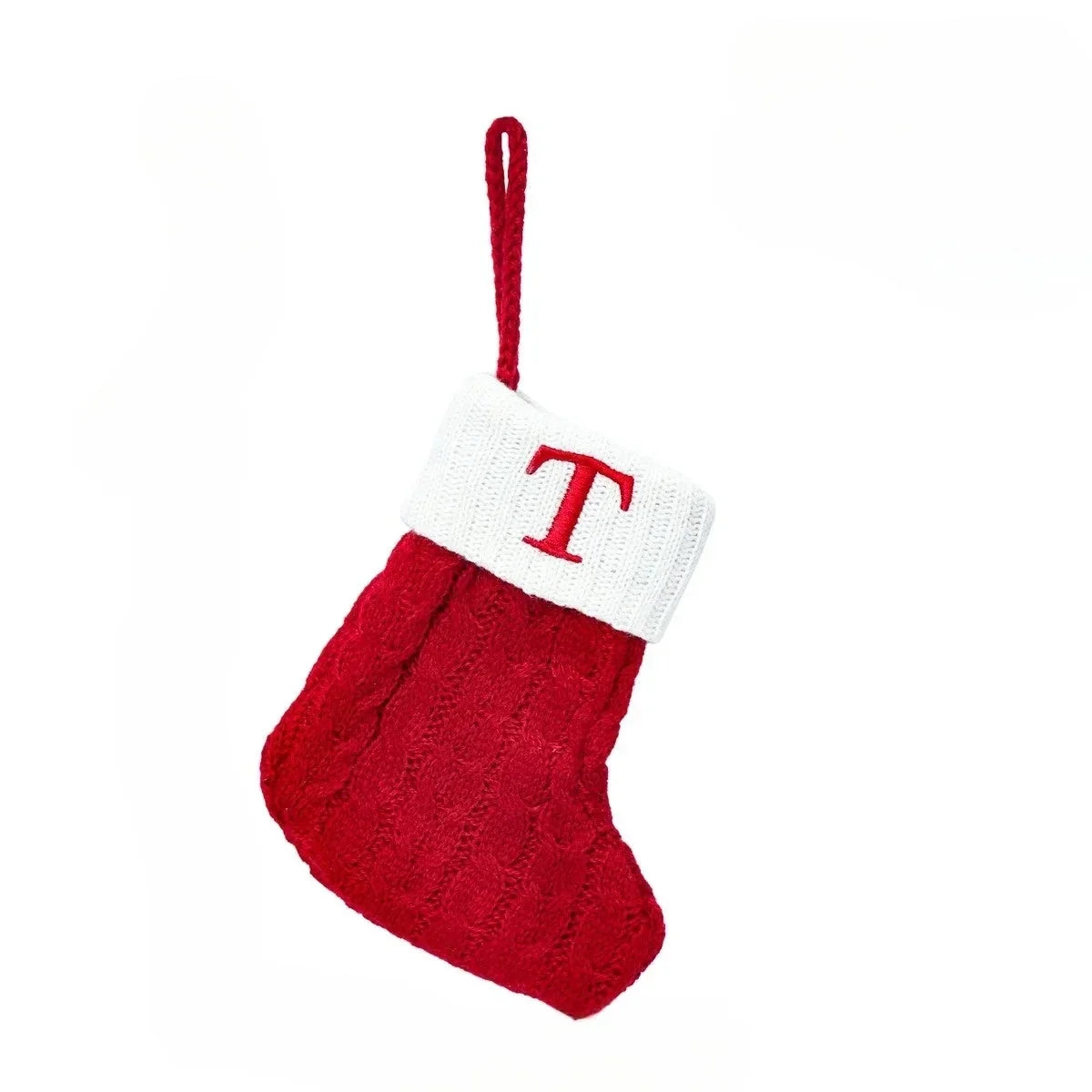 Mini Cable Knit Christmas Stocking with Embroidered Initial