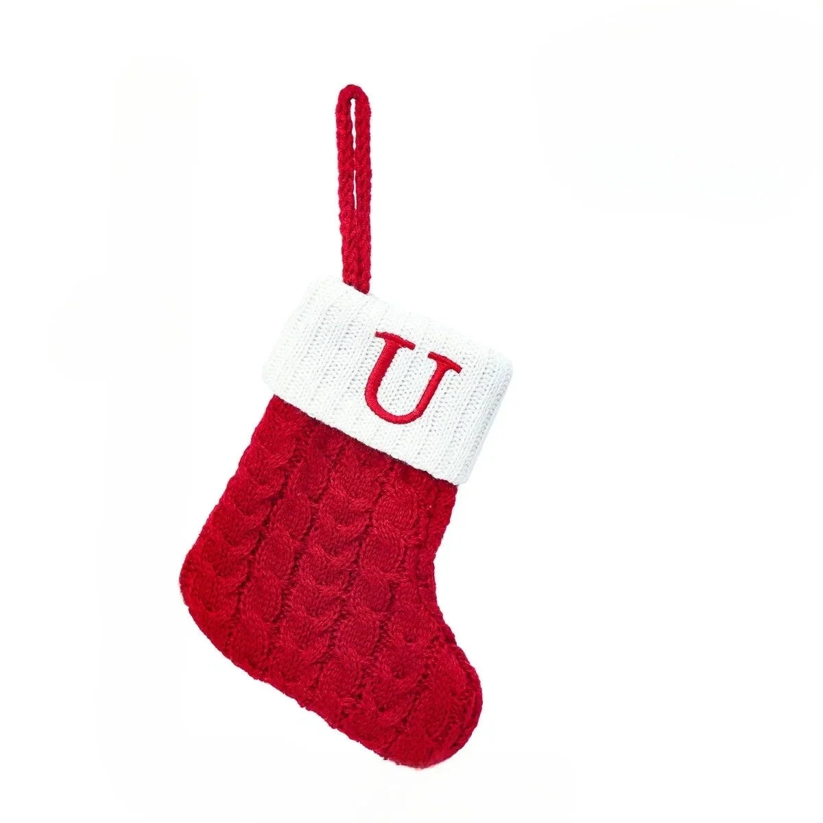 Mini Cable Knit Christmas Stocking with Embroidered Initial