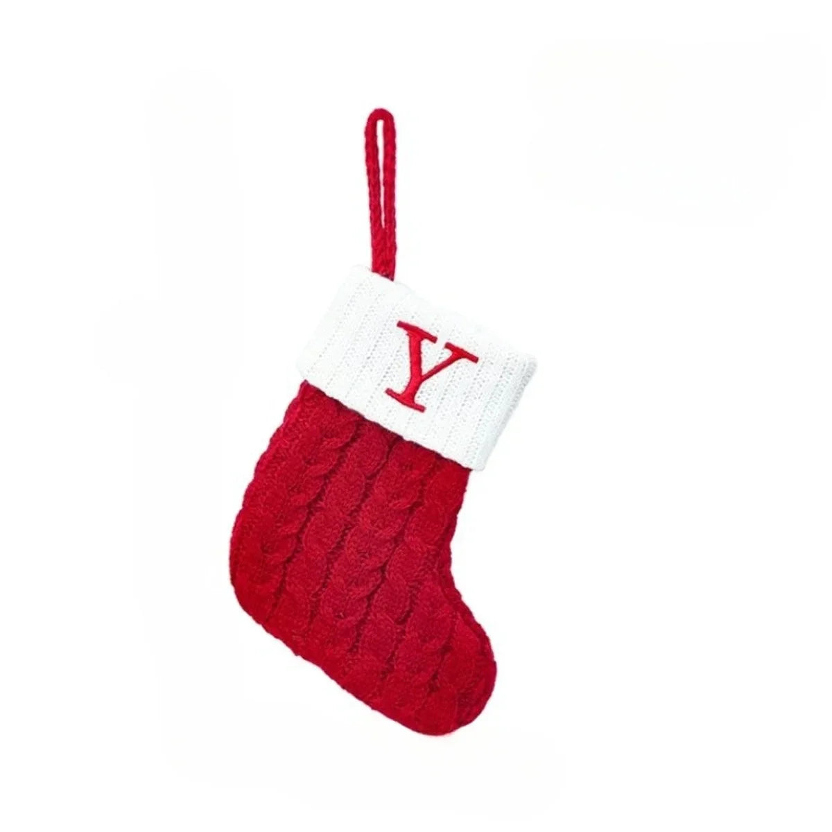 Mini Cable Knit Christmas Stocking with Embroidered Initial