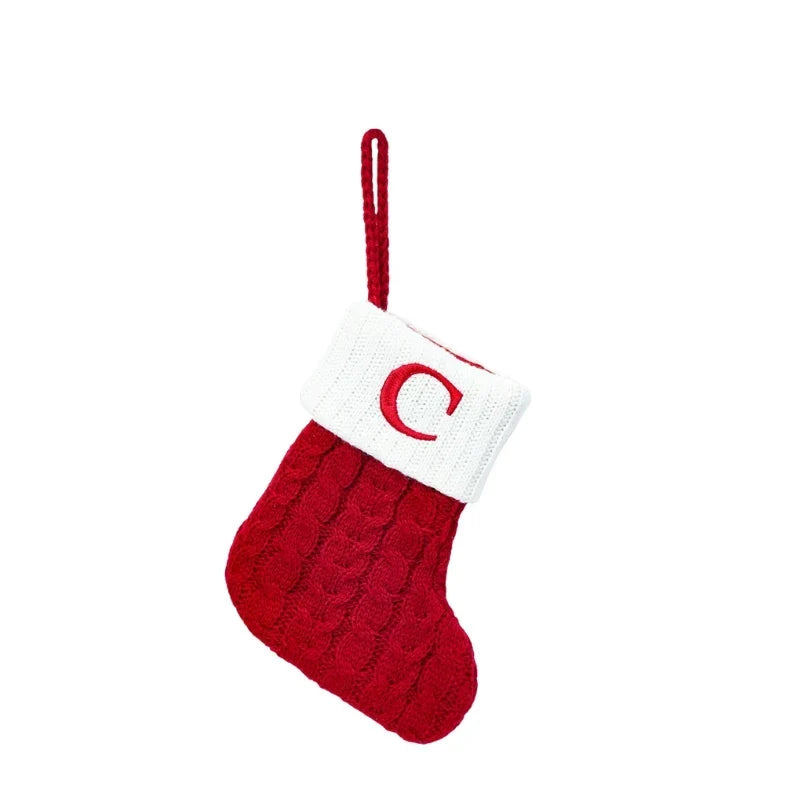 Mini Cable Knit Christmas Stocking with Embroidered Initial